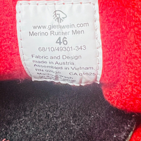 Giesswein Shoes Mens EU 46 US 13 Red Wool Merino Runner Lace Up Casual Sneakers - Picture 11 of 12